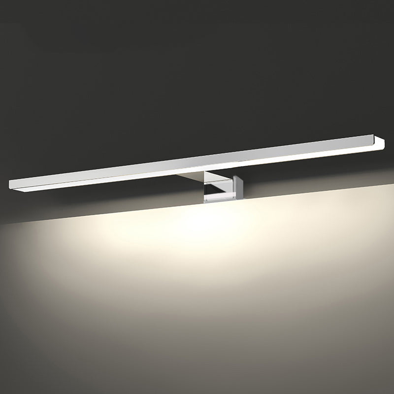 Lámpara de tocador rectangular cromado Luz de montaje de pared LED metálico moderna para baño