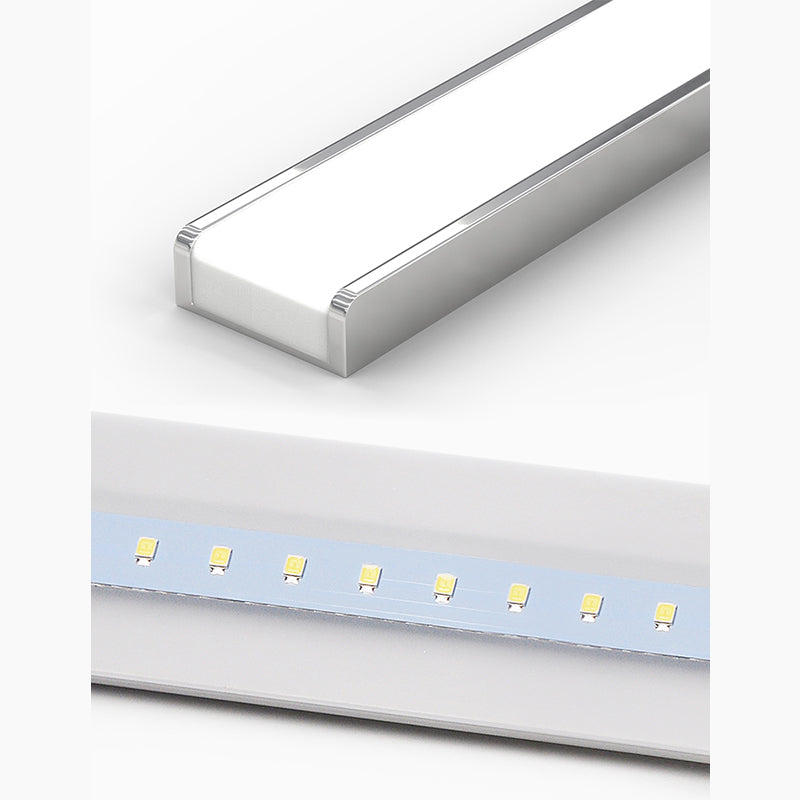 Lámpara de tocador rectangular cromado Luz de montaje de pared LED metálico moderna para baño