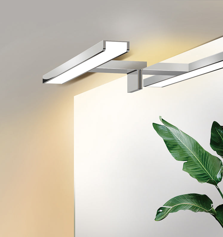 Lámpara de tocador rectangular cromado Luz de montaje de pared LED metálico moderna para baño