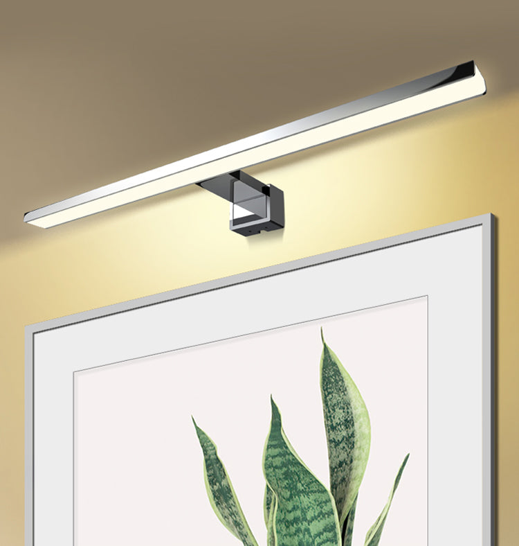 Lámpara de tocador rectangular cromado Luz de montaje de pared LED metálico moderna para baño