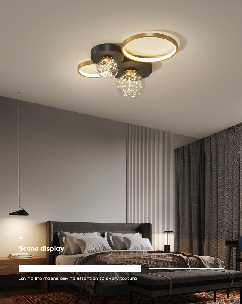 Contemporary Simplicity Style cercles de plafond LED Creative LED Light Light Clear Glass Ball Ball Flush Mount Light for Living Room