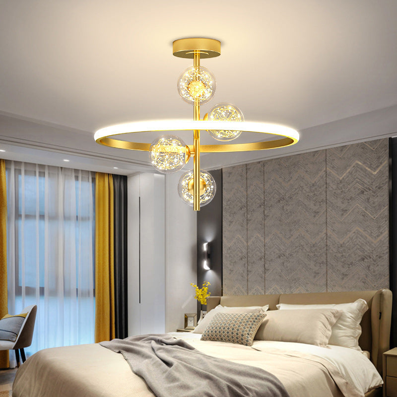 Contemporary Simplicity Circles Ceiling Lamp Transparent Glass Globe LED String Light Pendant Light for Bedroom