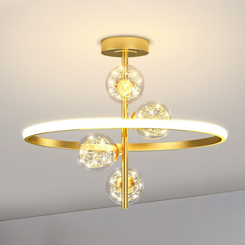 Eigentijdse eenvoud cirkels plafondlamp transparant glazen bol led snaar licht hanglampje voor slaapkamer