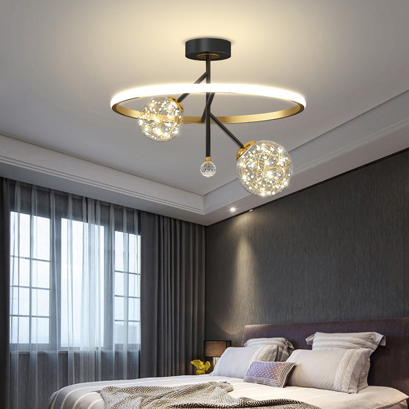 Contemporary Simplicity Circles Ceiling Lamp Transparent Glass Globe LED String Light Pendant Light for Bedroom