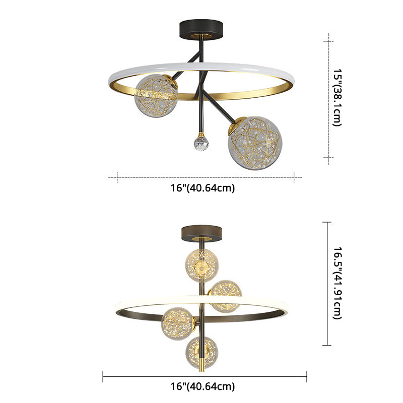 Círculos de simplicidad contemporánea Lámpara de techo transparente Globe LED Cadena Luz colgante de luz para dormitorio