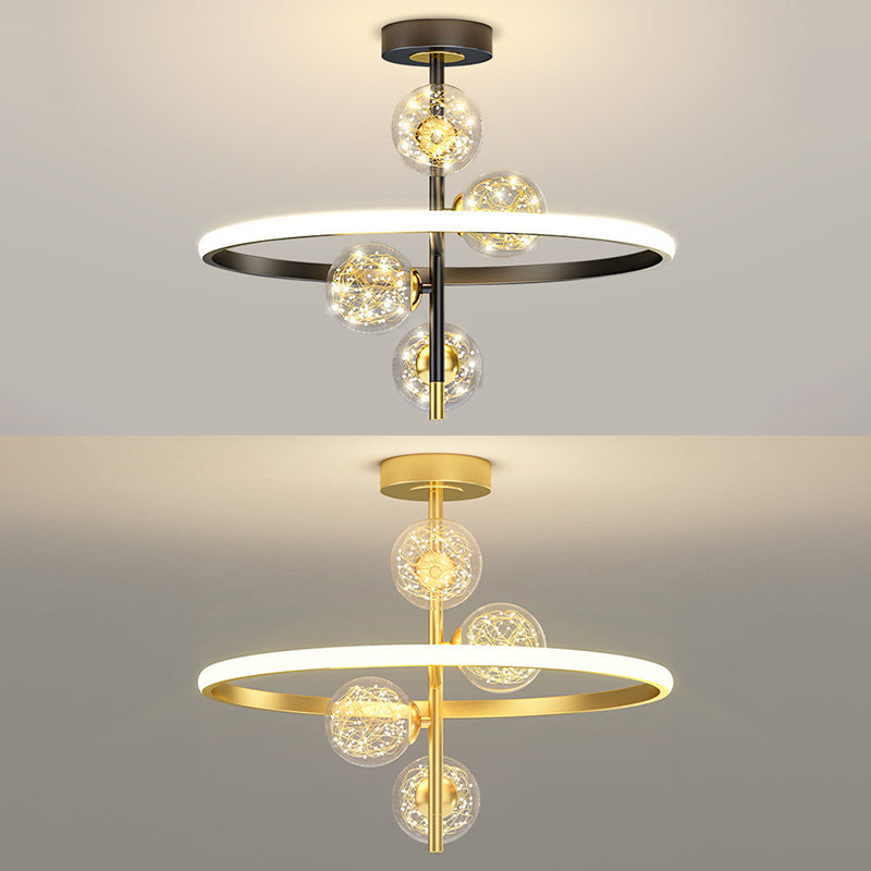 Eigentijdse eenvoud cirkels plafondlamp transparant glazen bol led snaar licht hanglampje voor slaapkamer