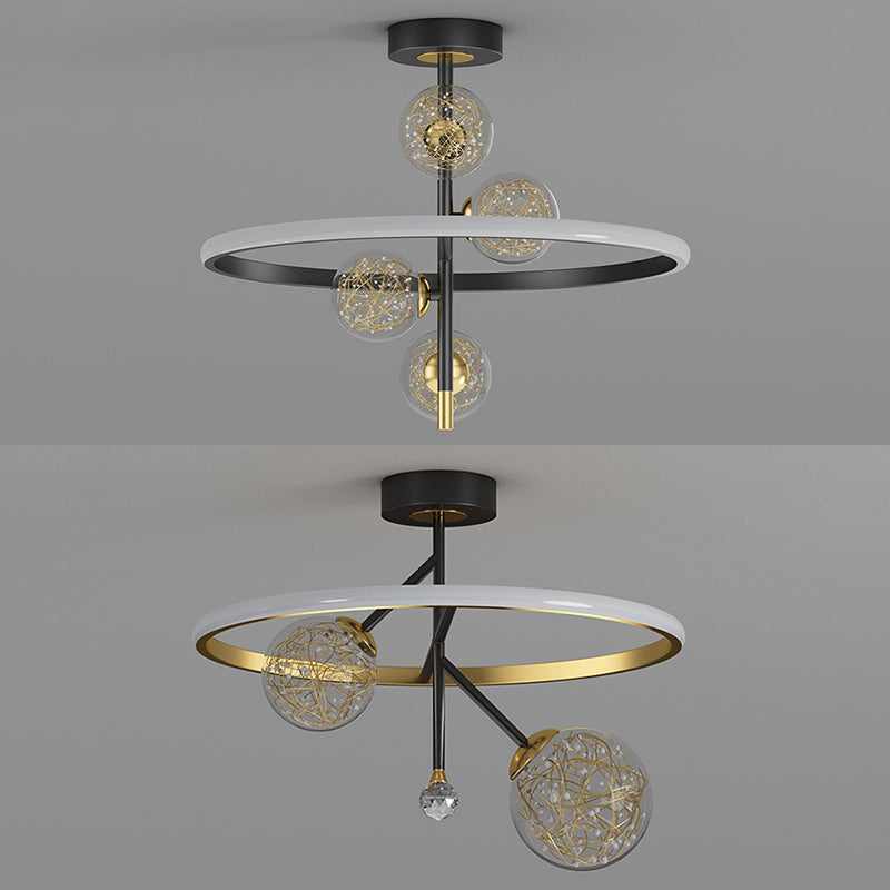 Eigentijdse eenvoud cirkels plafondlamp transparant glazen bol led snaar licht hanglampje voor slaapkamer