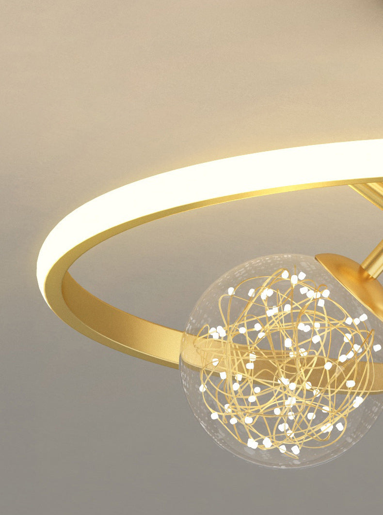 Eigentijdse eenvoud cirkels plafondlamp transparant glazen bol led snaar licht hanglampje voor slaapkamer