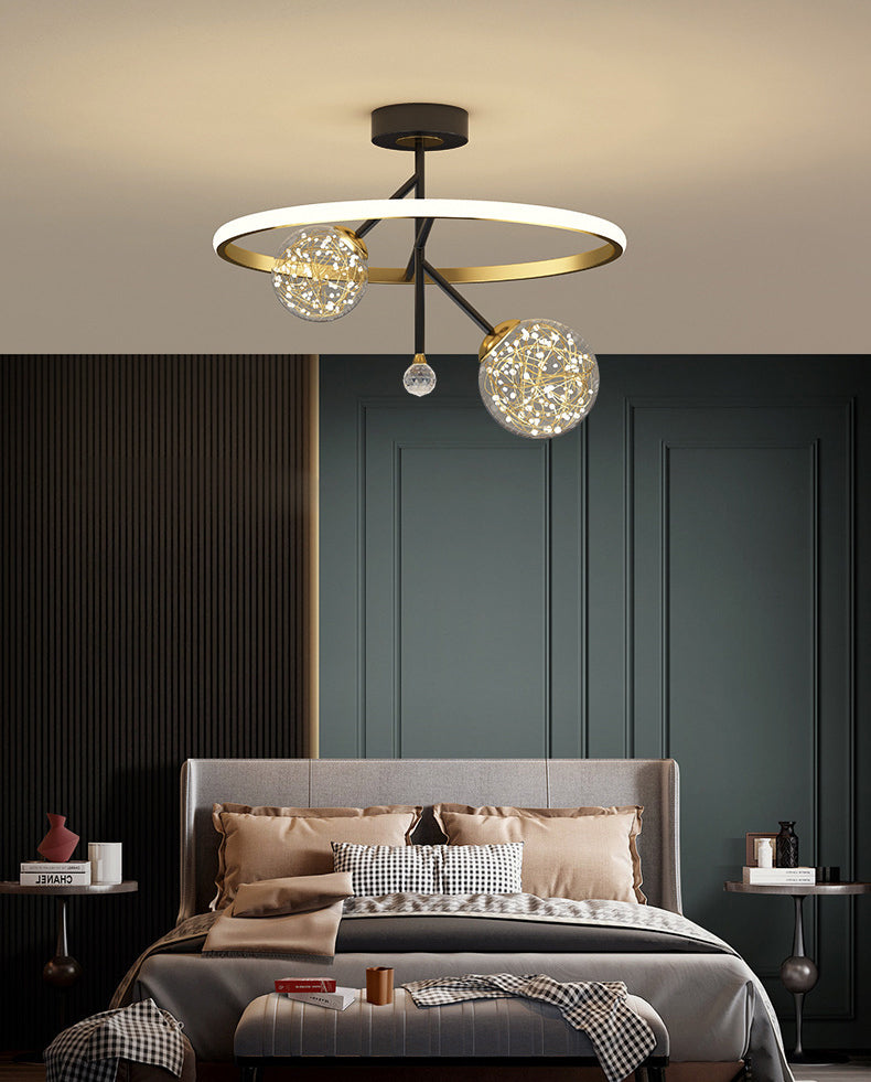 Contemporary Simplicity Circles Ceiling Lamp Transparent Glass Globe LED String Light Pendant Light for Bedroom