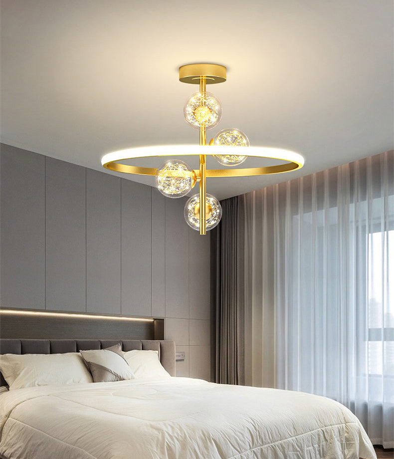 Contemporary Simplicity Circles Ceiling Lamp Transparent Glass Globe LED String Light Pendant Light for Bedroom