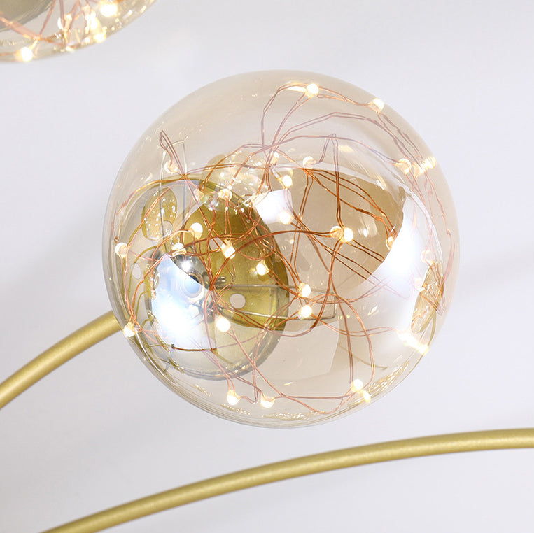 Nordic Style Molecular Shaped Ceiling Light Glass Globe Shade LED String Light Creative Lighting Fixture for Living Room