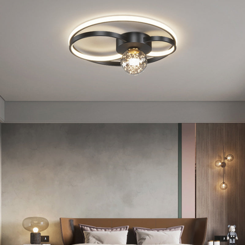 Nordic Style Minimalism LED Line Ceiling Light Transparent Glass Globe LED Light Strings Flush Mount Light for Bedroom