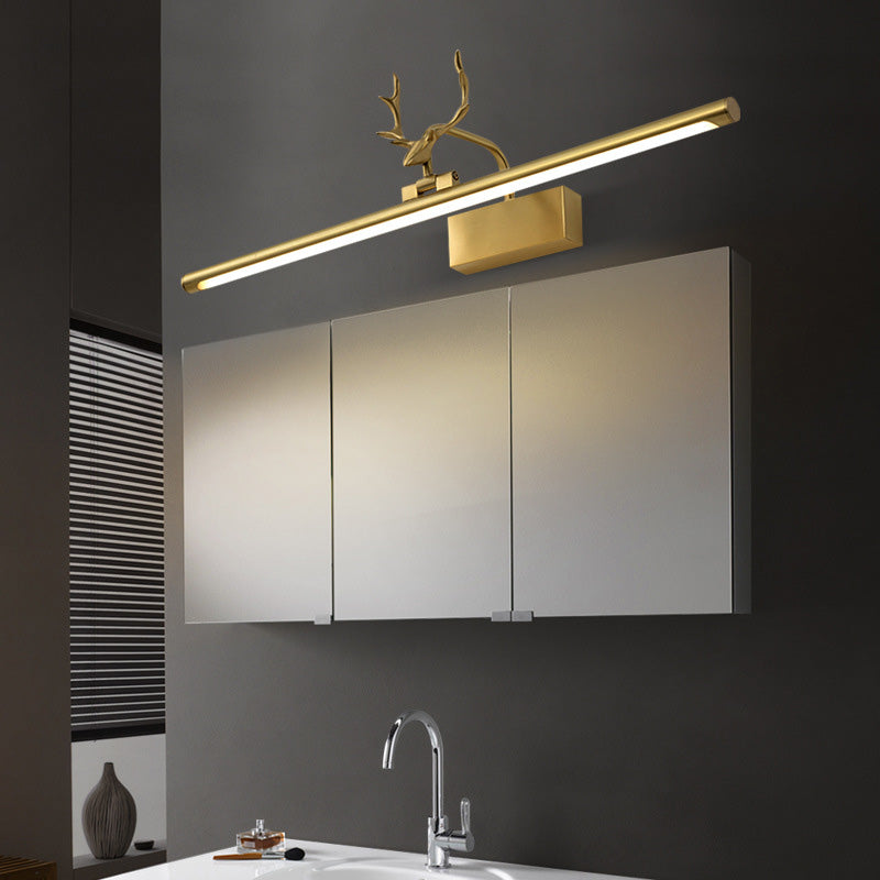 Plan de pared LED de oro de cobre en el estilo creativo moderno Luz de pared lineal acrílica con decoración de asta