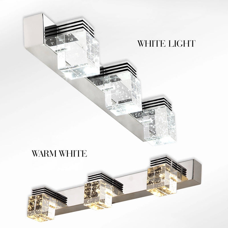 Square Crystal Wall Mounted Vanity Lights Modern Vanity Lighting Fixtures for Bathroom