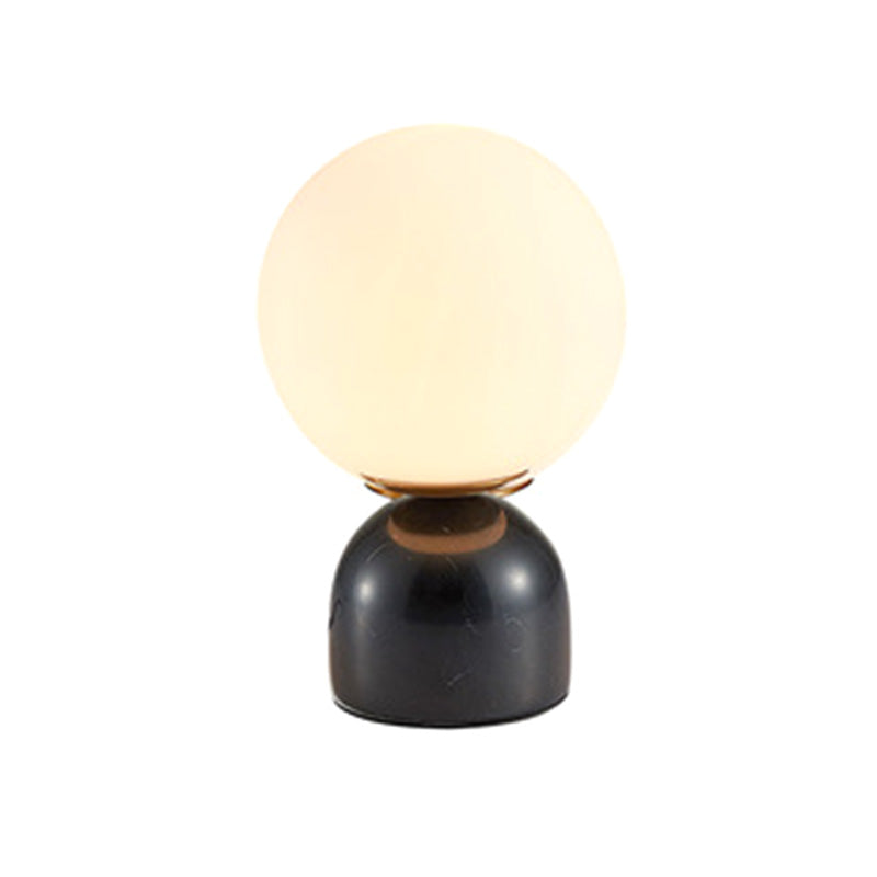 Minimalism Marble Base Mini Table Lamp Nordic Style White Glass Globe Shade Nightstand Light for Bedroom