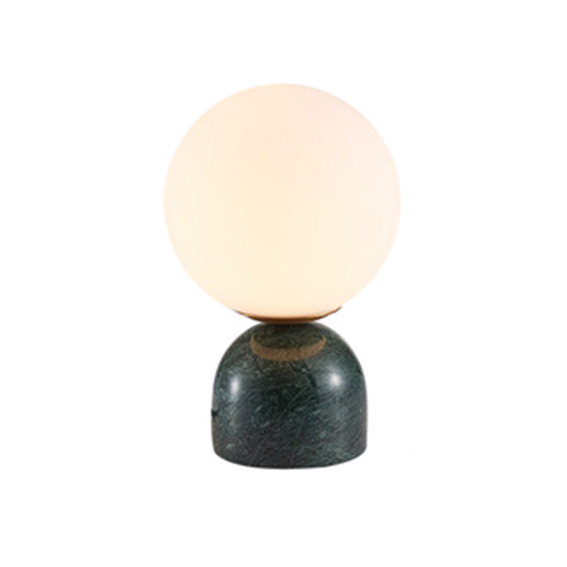 Minimalism Marble Base Mini Table Lamp Nordic Style White Glass Globe Shade Nightstand Light for Bedroom