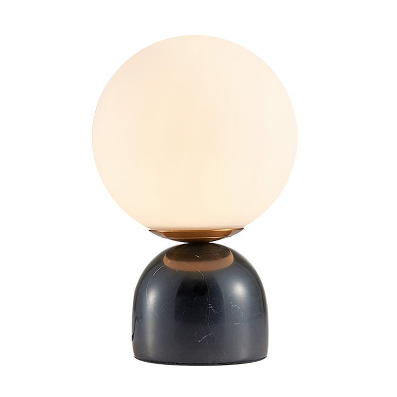 Minimalism Marble Base Mini Table Lamp Nordic Style White Glass Globe Shade Nightstand Light for Bedroom