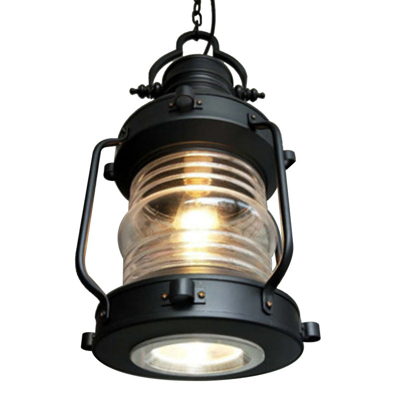 18.8" H Vintage Kerosene Lamp Hanging Light Nautical Style Iron Suspended Pendant Light for Bedroom