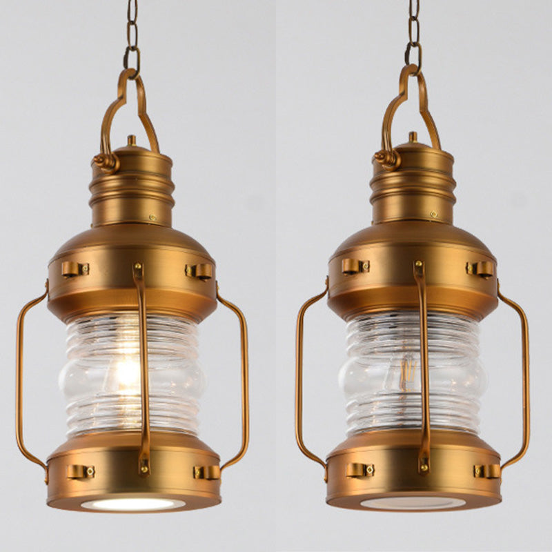 18.8" H Vintage Kerosene Lamp Hanging Light Nautical Style Iron Suspended Pendant Light for Bedroom