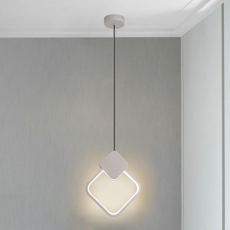 Geometric Aluminium LED Pendant Light in Modern Simplicity Wrought Iron Hanging Light with Silicone Shade