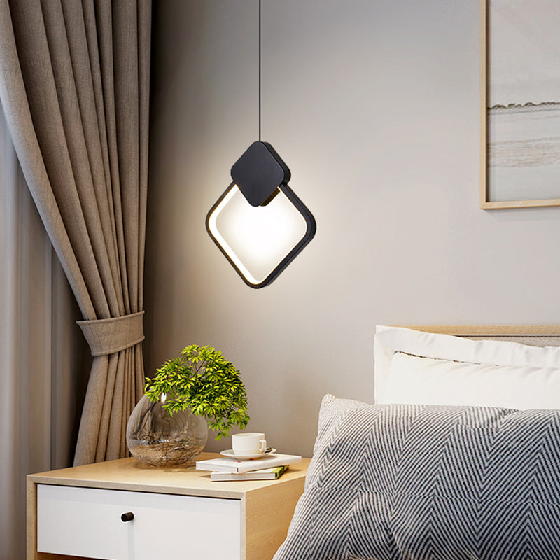 Geometric Aluminium LED Pendant Light in Modern Simplicity Wrought Iron Hanging Light with Silicone Shade