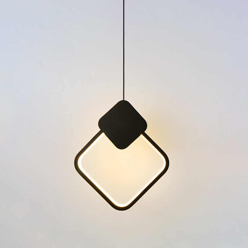 Geometric Aluminium LED Pendant Light in Modern Simplicity Wrought Iron Hanging Light with Silicone Shade