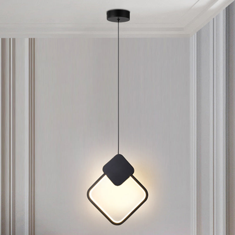 Geometric Aluminium LED Pendant Light in Modern Simplicity Wrought Iron Hanging Light with Silicone Shade