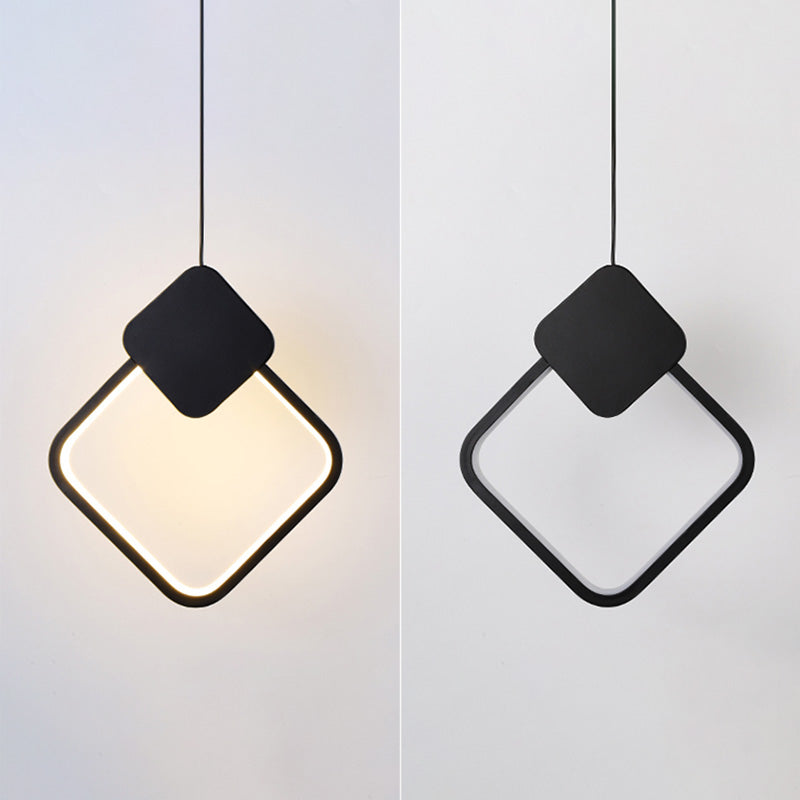 Geometric Aluminium LED Pendant Light in Modern Simplicity Wrought Iron Hanging Light with Silicone Shade