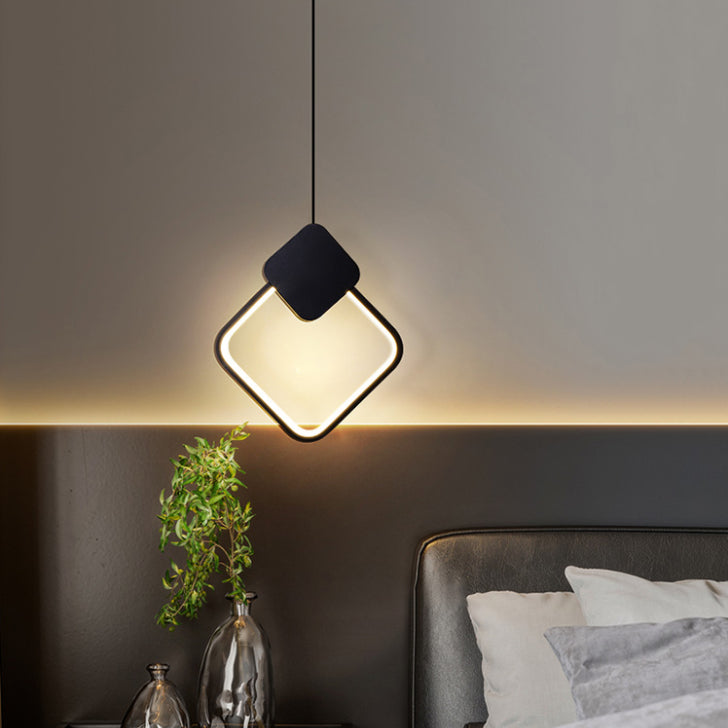 Geometric Aluminium LED Pendant Light in Modern Simplicity Wrought Iron Hanging Light with Silicone Shade