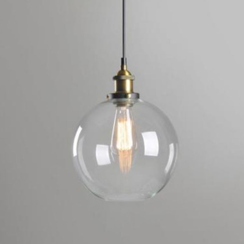 1 Light Glass Hanging Ceiling Light Industrial Pendant Lighting Fixture for Dining Room