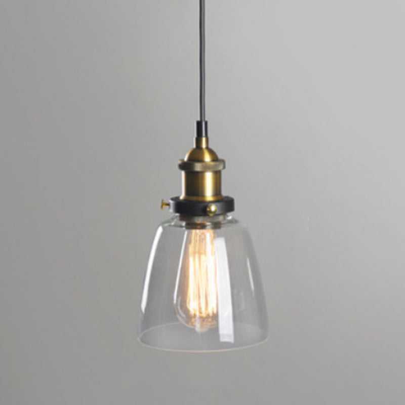 1 Light Glass Hanging Ceiling Light Industrial Pendant Lighting Fixture for Dining Room