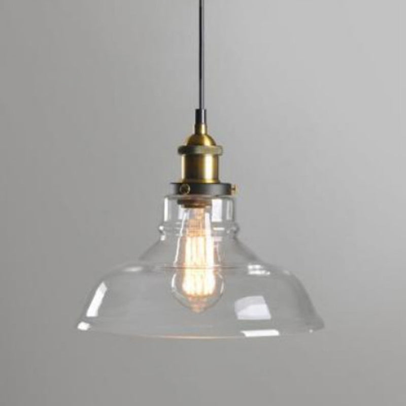 1 Light Glass Hanging Ceiling Light Industrial Pendant Lighting Fixture for Dining Room