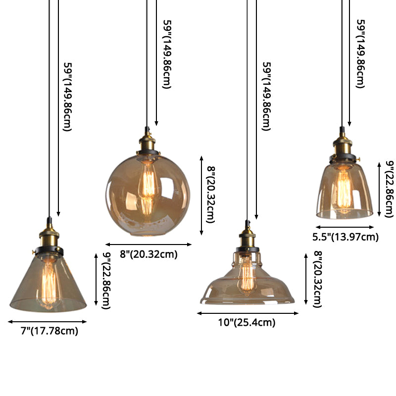 1 Light Glass Hanging Ceiling Light Industrial Pendant Lighting Fixture for Dining Room