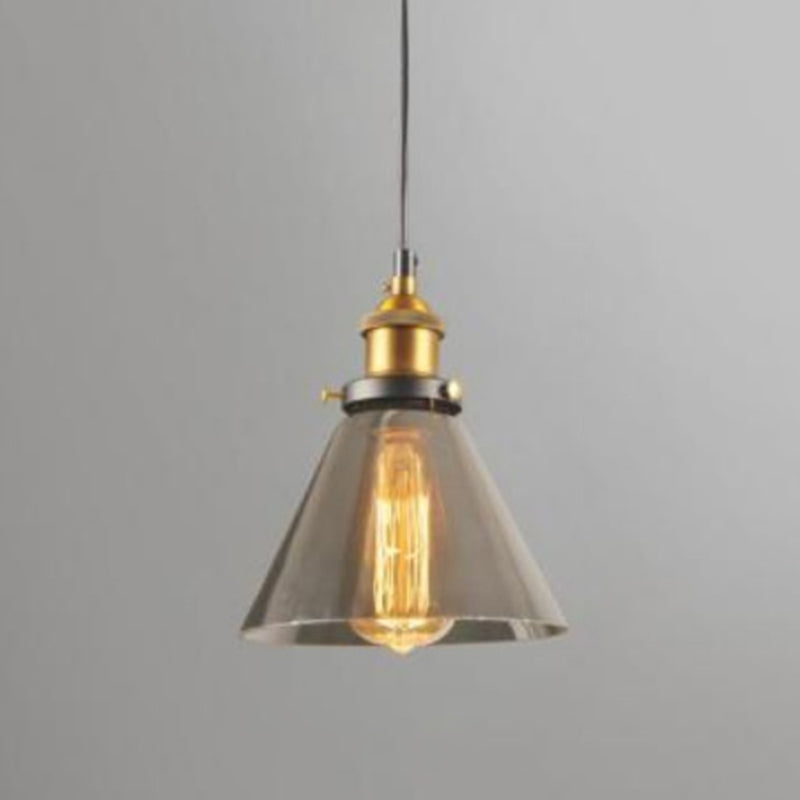 1 Light Glass Hanging Ceiling Light Industrial Pendant Lighting Fixture for Dining Room