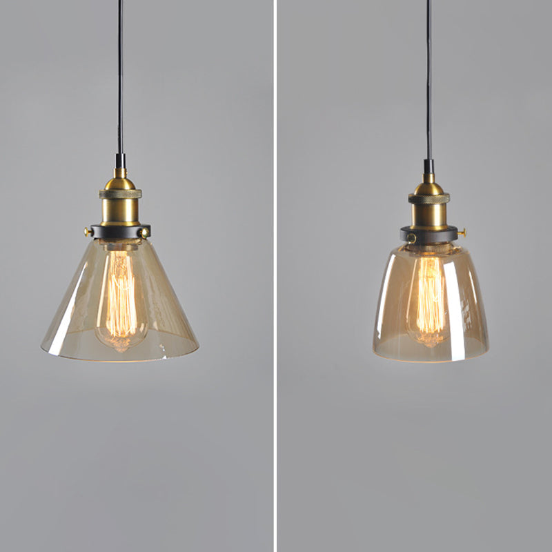 1 Light Glass Hanging Ceiling Light Industrial Pendant Lighting Fixture for Dining Room