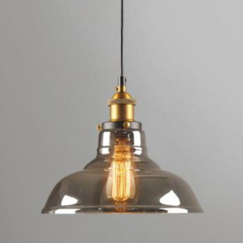 1 Light Glass Hanging Ceiling Light Industrial Pendant Lighting Fixture for Dining Room