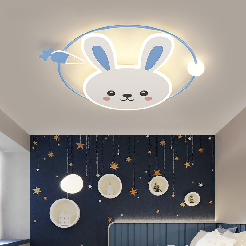 Rabbit Cartoon LED Flush Mount Metal 1-light Flush Ceiling Light for Children Room