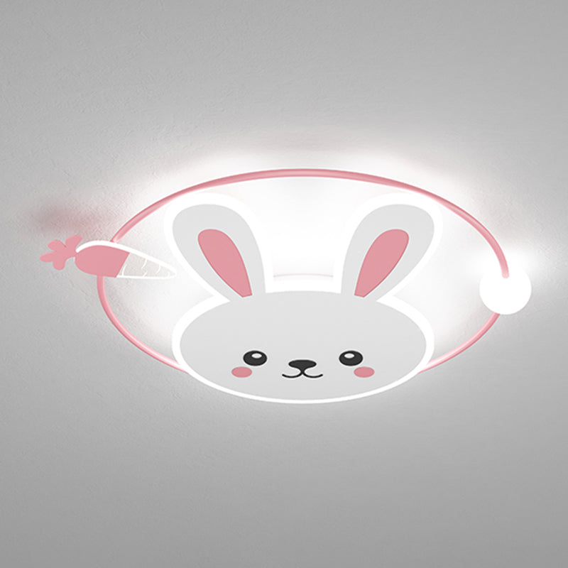 Rabbit Cartoon LED Flush Mount Metal 1-light Flush Ceiling Light for Children Room