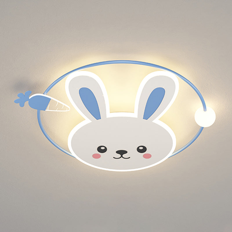 Rabbit Cartoon LED Flush Mount Metal 1-light Flush Ceiling Light for Children Room