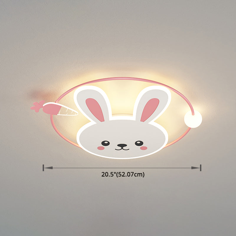 Rabbit Cartoon LED Flush Mount Metal 1-light Flush Ceiling Light for Children Room