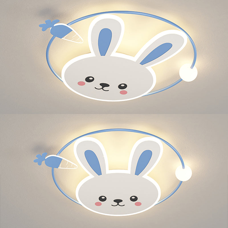 Rabbit Cartoon LED Flush Mount Metal 1-light Flush Ceiling Light for Children Room