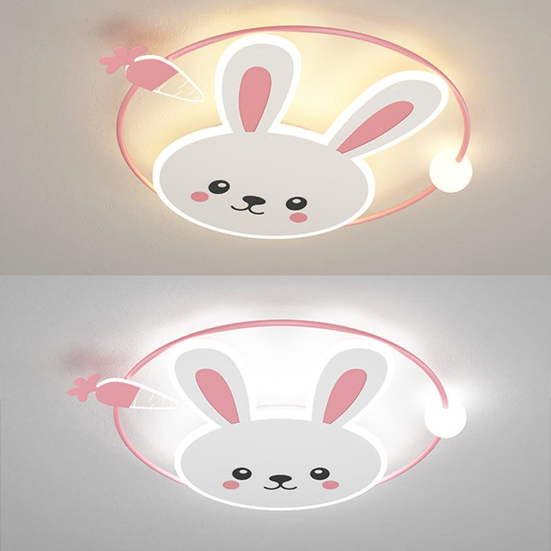 Rabbit Cartoon LED Flush Mount Metal 1-light Flush Ceiling Light for Children Room