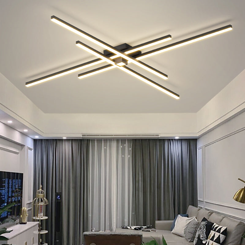 Linear Black Modern Flush Mount LED Aluminum Ceiling Mounted Light for Living Room