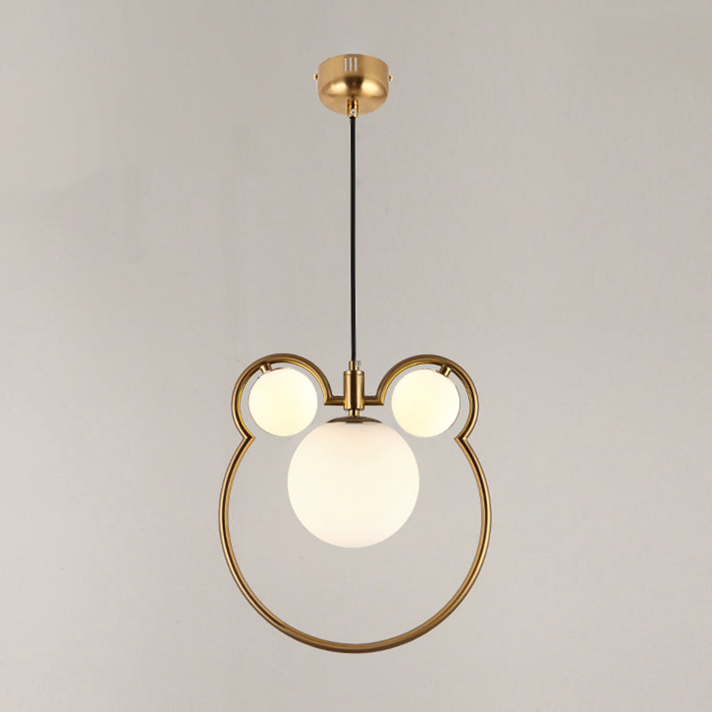 Glass Spherical Suspension Lamp Nordic 3-Light Brass Hanging Pendant for Dining Room