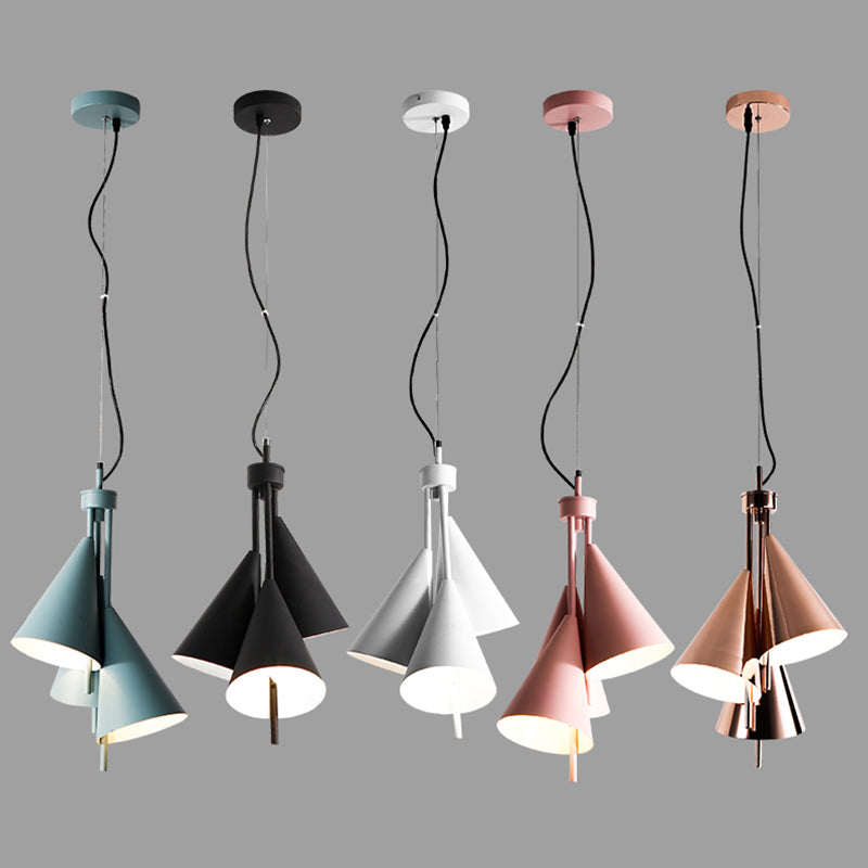 Pendre lustre de style macaron Light Conical Hanging Light avec de l'ombre en métal pour le restaurant