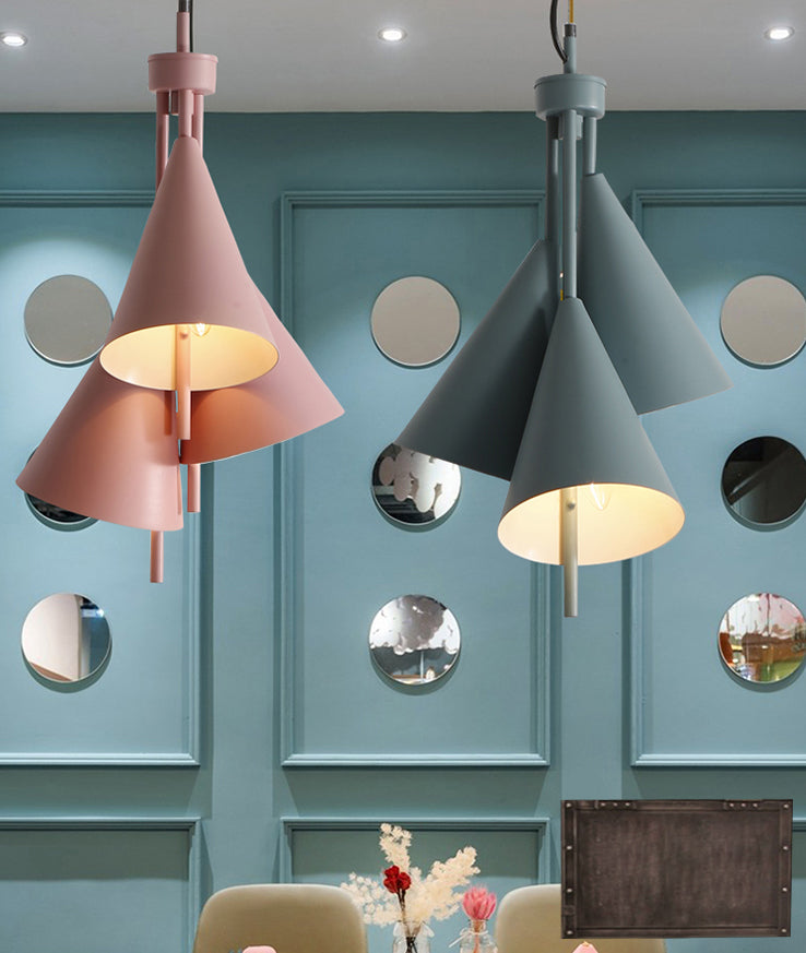 Pendre lustre de style macaron Light Conical Hanging Light avec de l'ombre en métal pour le restaurant