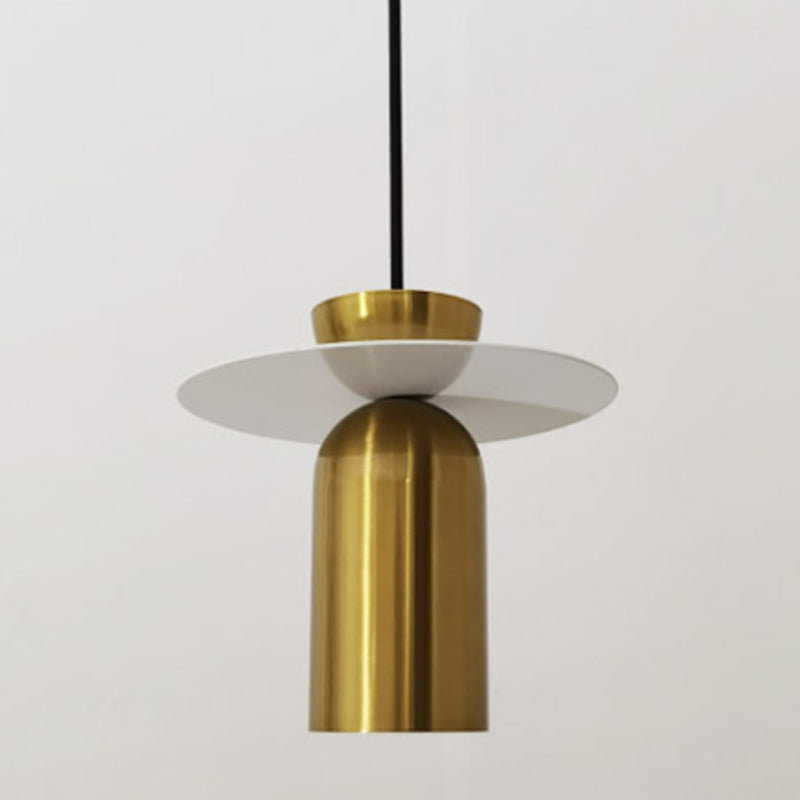 Cylindrical Small Pendant Lamp Postmodern Metal 1 Head Dining Room Ceiling Light