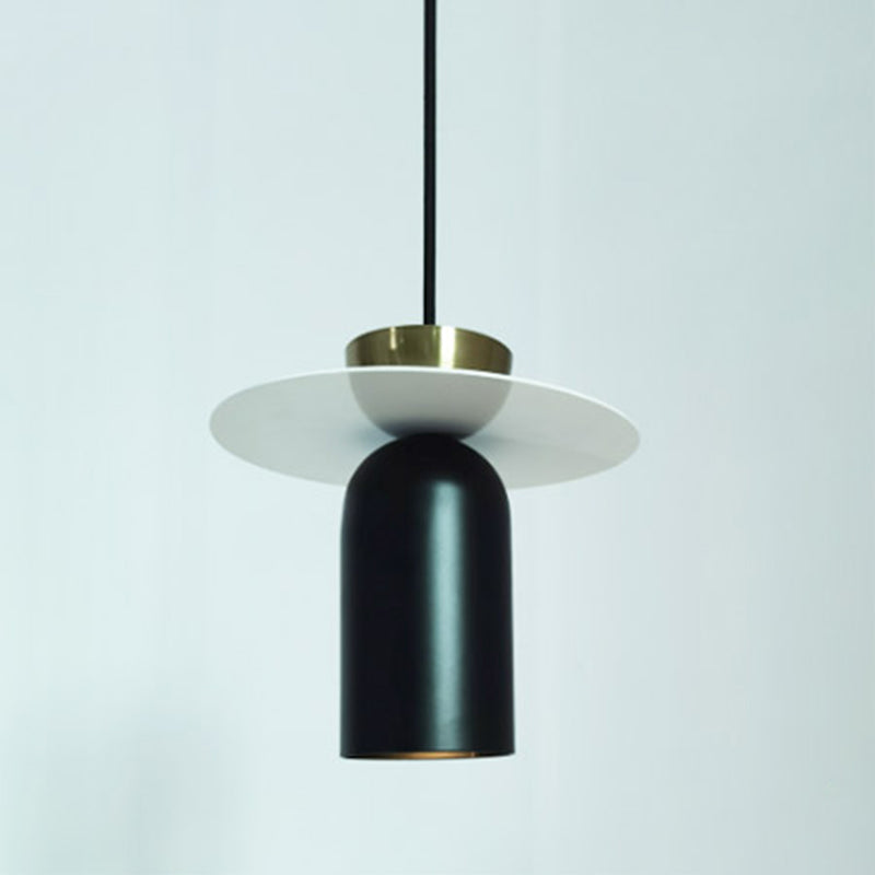 Cylindrical Small Pendant Lamp Postmodern Metal 1 Head Dining Room Ceiling Light