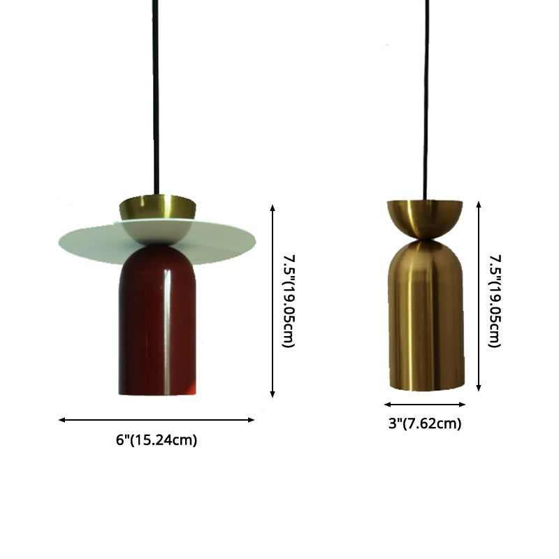 Cylindrical Small Pendant Lamp Postmodern Metal 1 Head Dining Room Ceiling Light