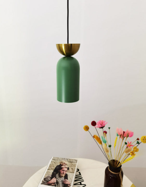 Cylindrical Small Pendant Lamp Postmodern Metal 1 Head Dining Room Ceiling Light